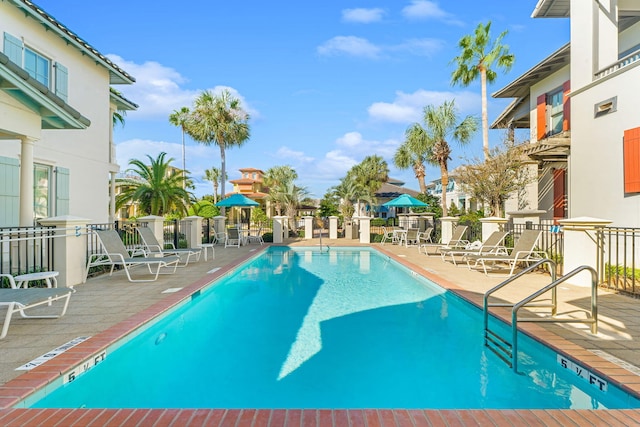 view of pool featuring a patio area