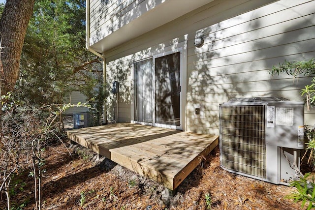 wooden deck with cooling unit