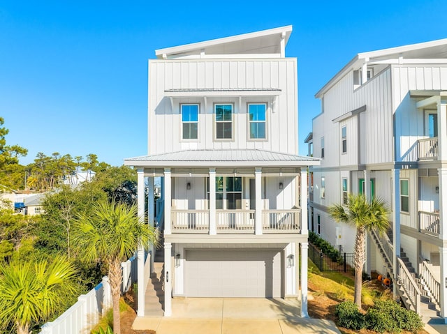 coastal home with a garage