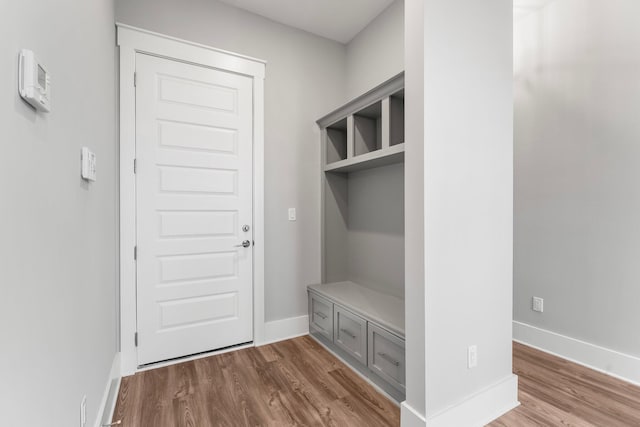 mudroom with hardwood / wood-style floors