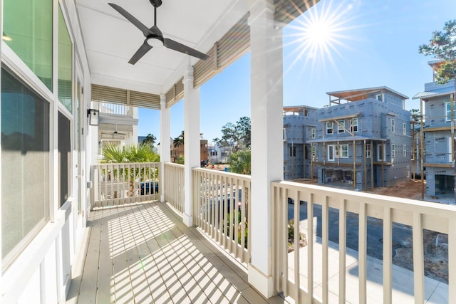 balcony with ceiling fan