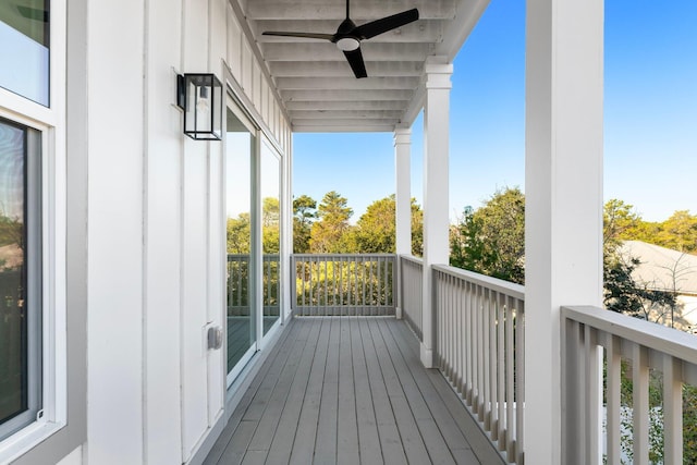 balcony with ceiling fan