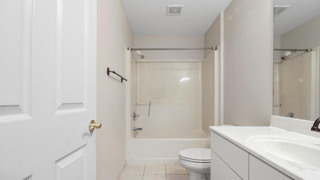 full bathroom featuring tile patterned flooring, vanity, toilet, and shower / bath combination