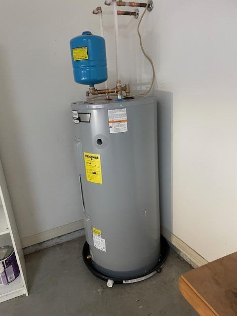 utility room with water heater