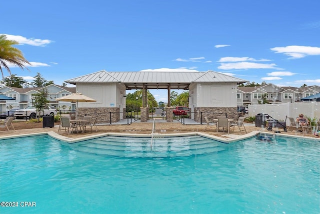 view of swimming pool featuring a patio