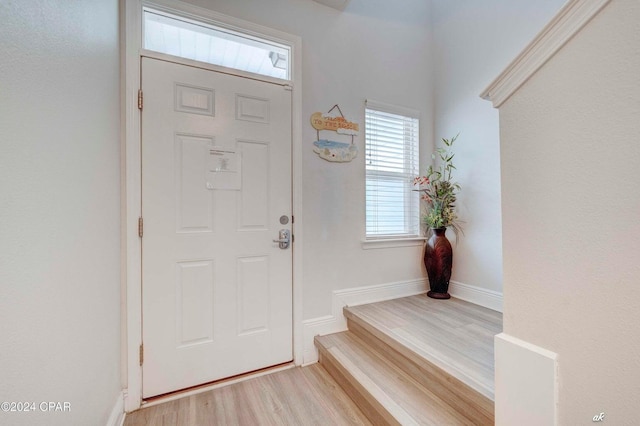 foyer with light hardwood / wood-style flooring