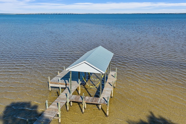 view of dock featuring a water view