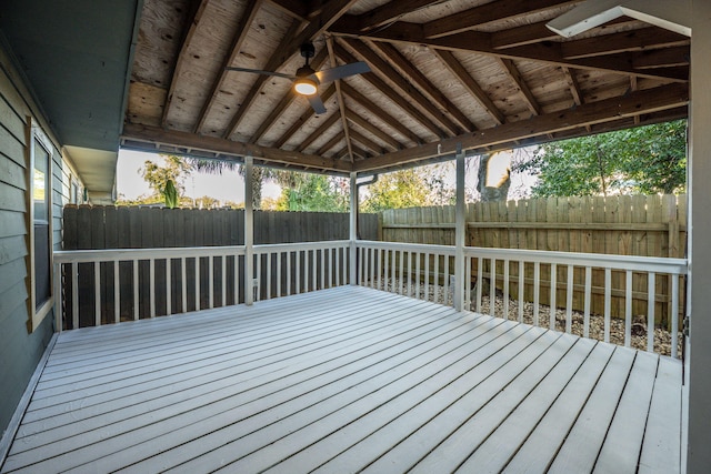 wooden terrace with ceiling fan