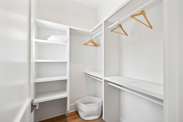 walk in closet featuring wood-type flooring