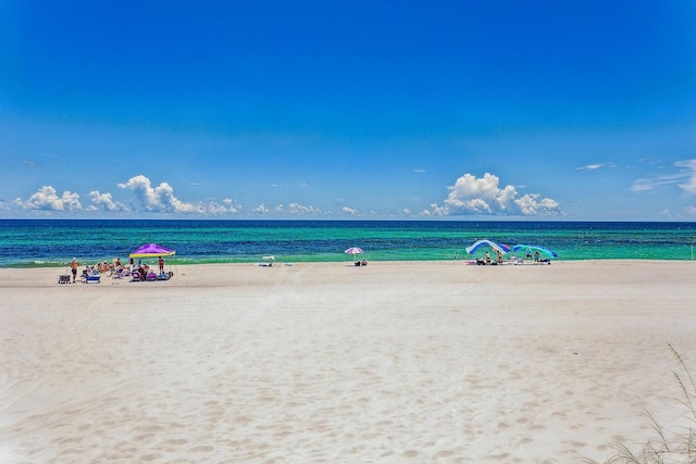 view of water feature featuring a beach view