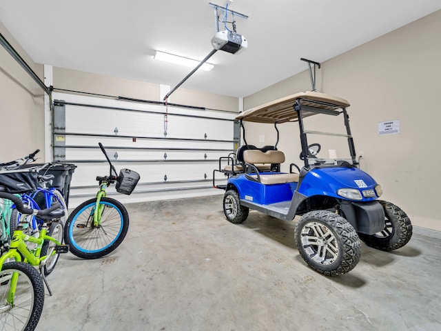 garage with a garage door opener