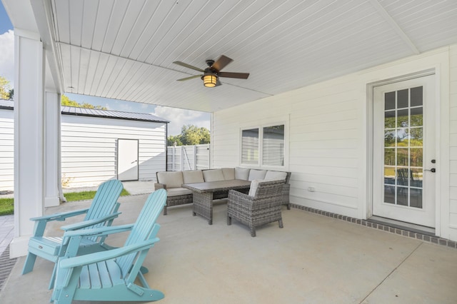 view of patio / terrace with an outdoor hangout area and ceiling fan