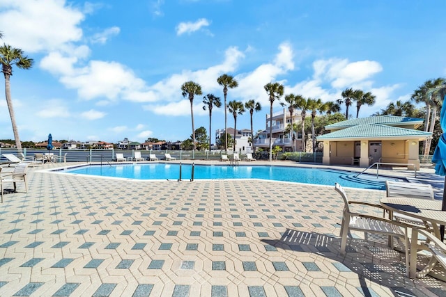 view of pool featuring a patio area