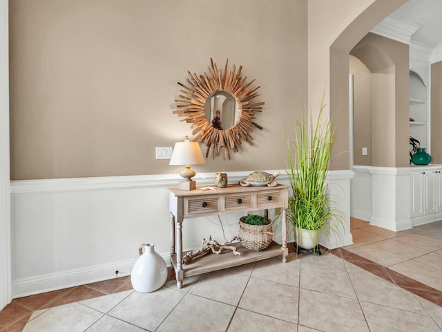 interior space featuring ornamental molding