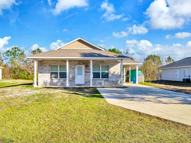 view of front of house with a front lawn and a porch