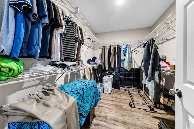 spacious closet with hardwood / wood-style floors