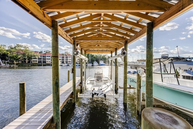 view of dock featuring a water view