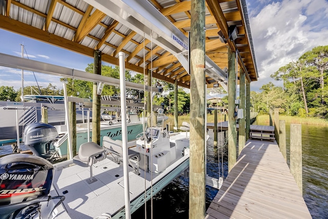 view of dock featuring a water view