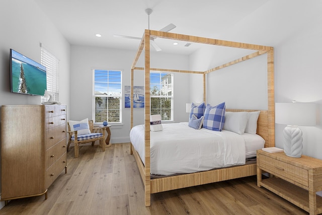 bedroom featuring light wood-type flooring