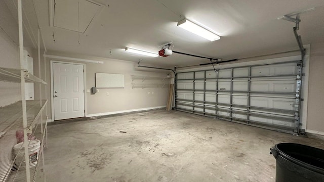 garage with a garage door opener