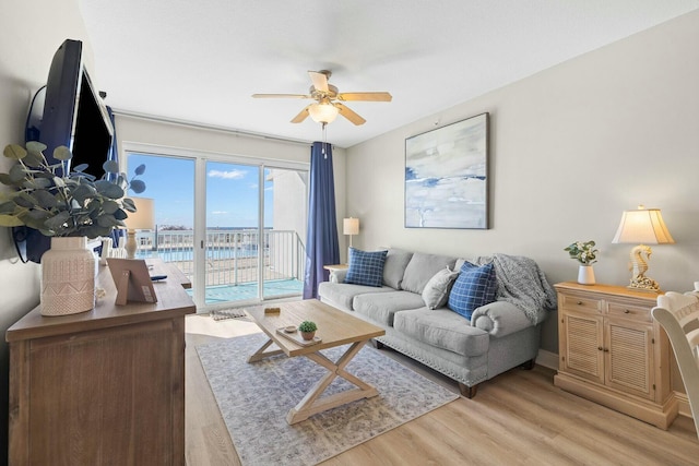 1111 Santa Rosa Blvd Unit 106, Fort Walton Beach, FL 32548 - living room featuring ceiling fan and light wood-type flooring