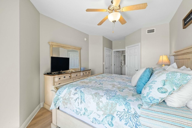 1111 Santa Rosa Blvd Unit 106, Fort Walton Beach, FL 32548 - bedroom with ceiling fan and light wood-type flooring