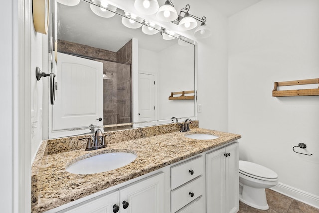 258 Tropical Breeze Dr, Santa Rosa Beach, FL 32459 - bathroom with double vanity, tiled shower, and tile patterned floors