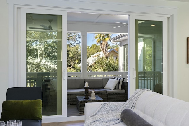 doorway to outside with hardwood / wood-style flooring