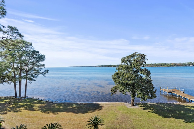 property view of water with a boat dock