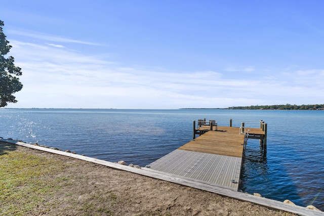 view of dock featuring a water view