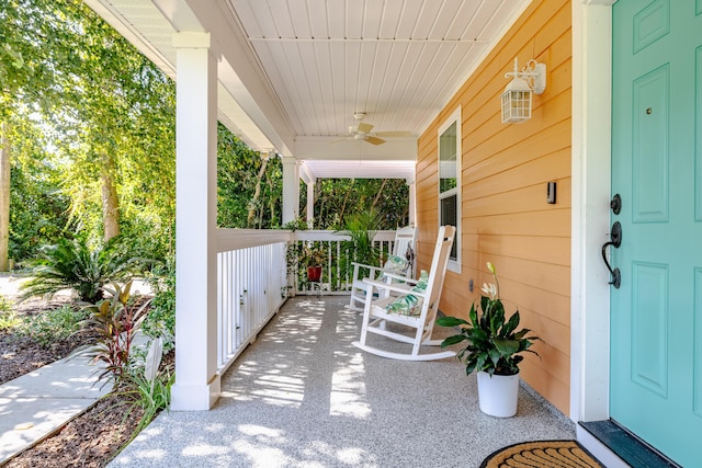 view of patio / terrace featuring ceiling fan