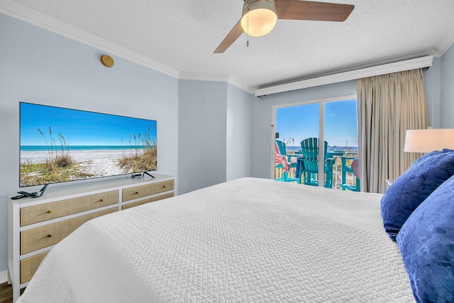 376 Santa Rosa Boulevard Unit 112 - 2Nd Floor, Fort Walton Beach, FL 32548 - bedroom with ceiling fan, ornamental molding, and a textured ceiling