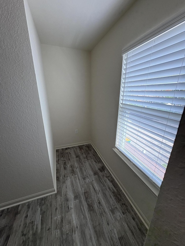 spare room with dark hardwood / wood-style floors