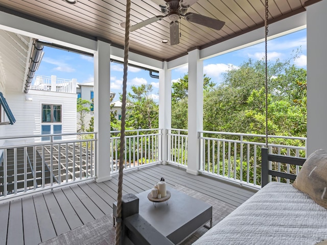 107 E Bermuda Dr, Santa Rosa Beach, FL 32459 - deck featuring a ceiling fan