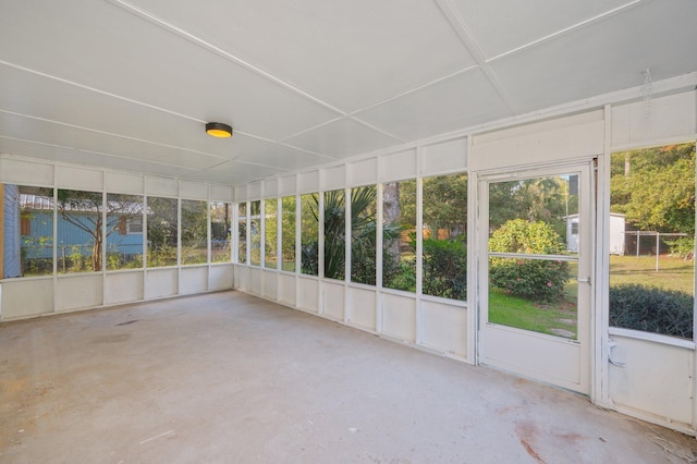 view of unfurnished sunroom