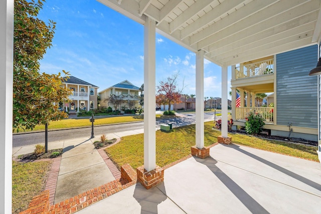 view of patio featuring a porch