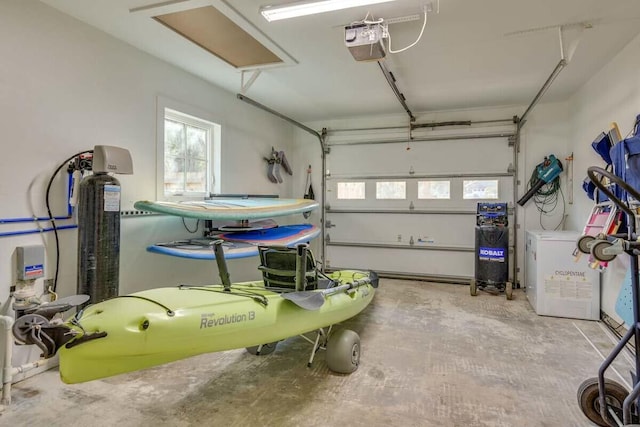 garage with a garage door opener