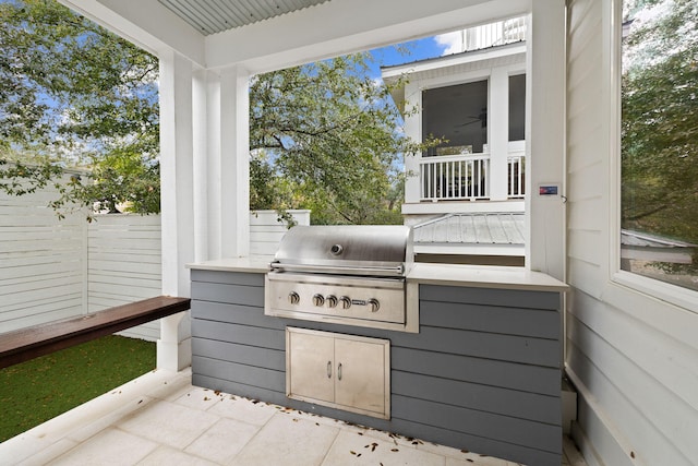 view of patio with a grill and area for grilling