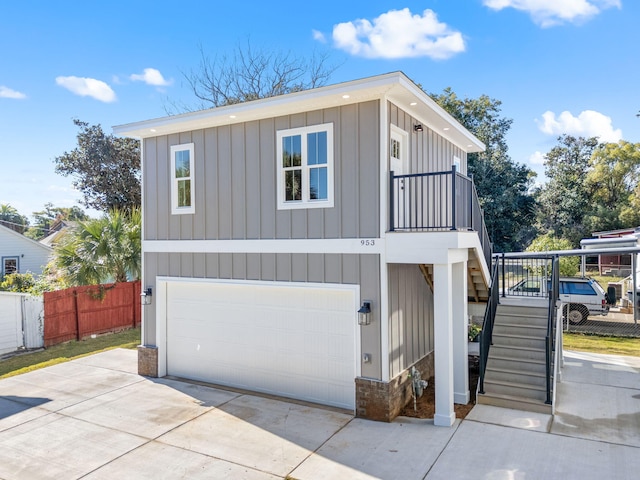 exterior space with a garage