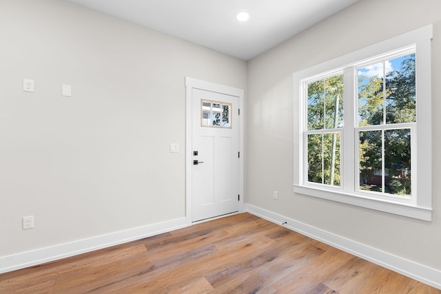 foyer with light hardwood / wood-style floors