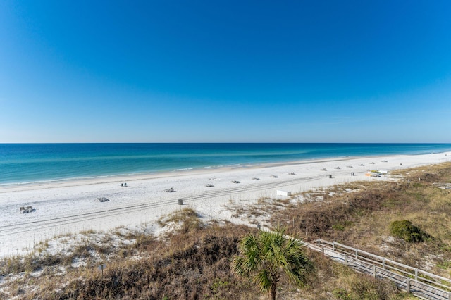 property view of water with a beach view