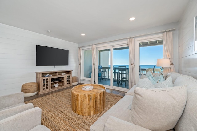 living room with hardwood / wood-style floors