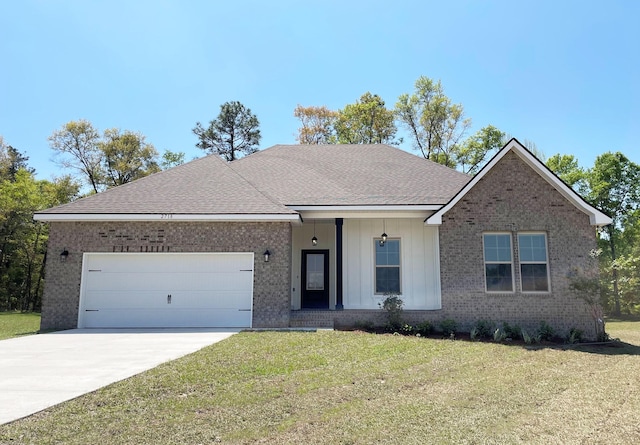 2718 Louis Cir, Crestview, FL 32536 - ranch-style house featuring brick siding, a front lawn, and a garage