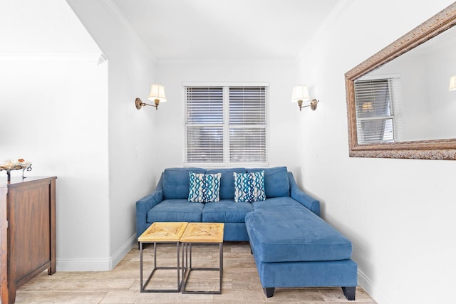 living room featuring ornamental molding