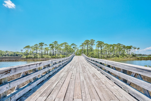 view of dock featuring a water view