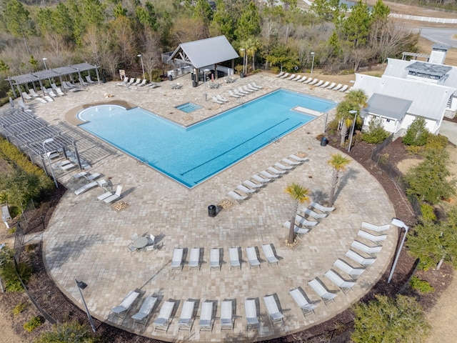 view of pool featuring a patio