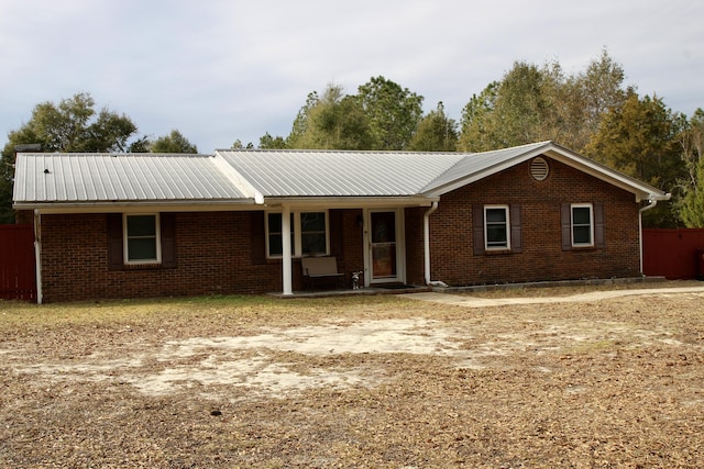 view of single story home