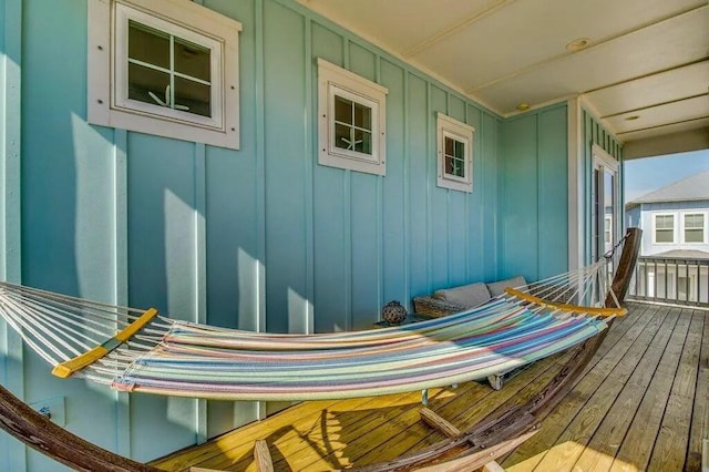 wooden balcony with a wooden deck