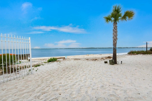 view of water feature featuring a beach view