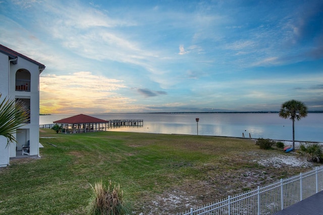 water view featuring a gazebo